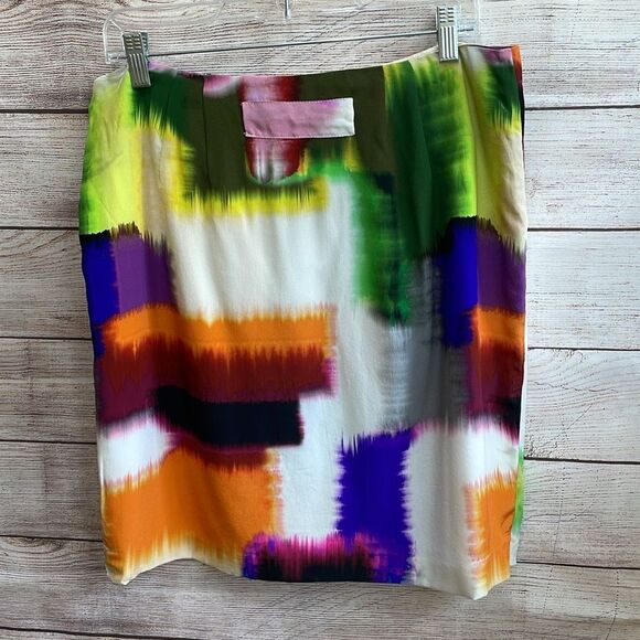 ANTHROPOLOGIE‎ CLUNY 100% SILK SKIRT IN COLOR BLOCK - Picture 3 of 5